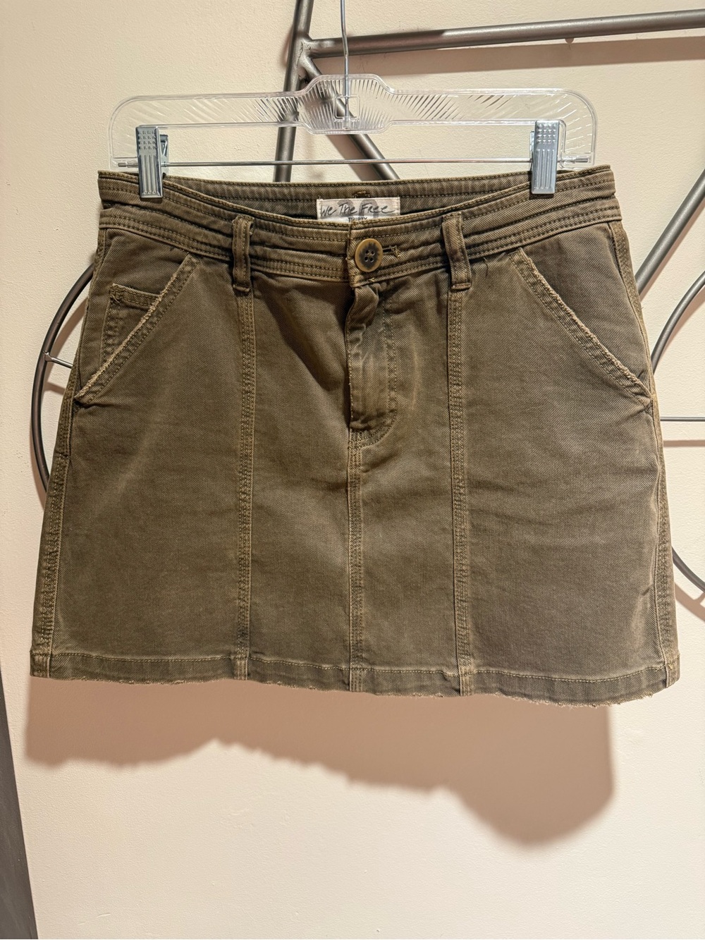 We The Free Olive Green Mini Skirt with Utility Pockets Size 30